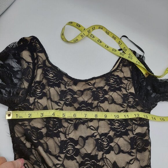 Deb Dress Black Lace Tan Lined Junior Size Small Debs Y2K - Picture 5 of 10